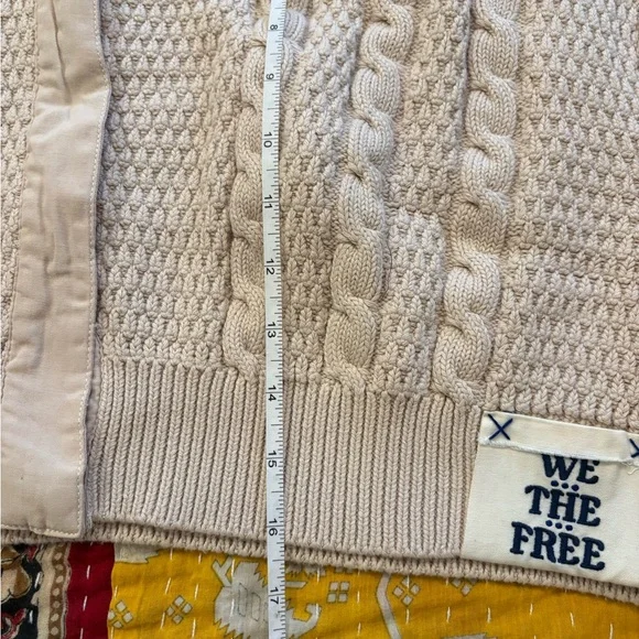 We The Free Cropped Heritage Ivory/Beige Cable Knit Cardigan - Picture 12 of 12
